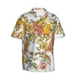 thumbnail image 2 of Balery Ducks and Flowers Print Men's Hawaiian Shirts Short Sleeve Beach Shirt Relaxed Fit Vacation Button Down Shirts-Large, 2 of 9