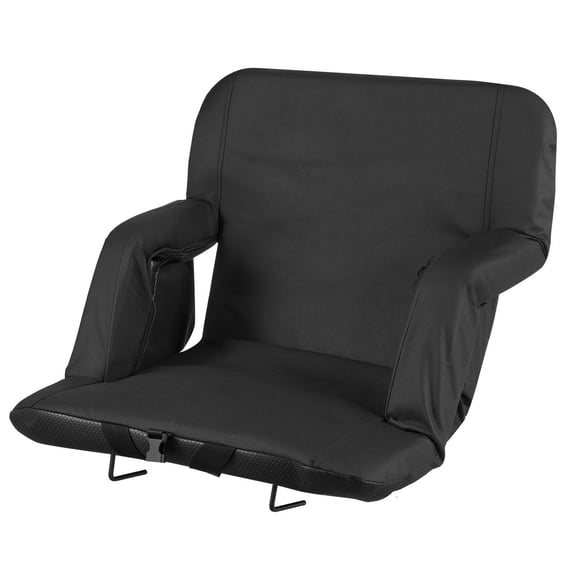 Stadium Seat Bleacher Chair 6 Position Wide 2.9 in Cushion Back Support Armrest convenient Outdoor Sports Gaming Black