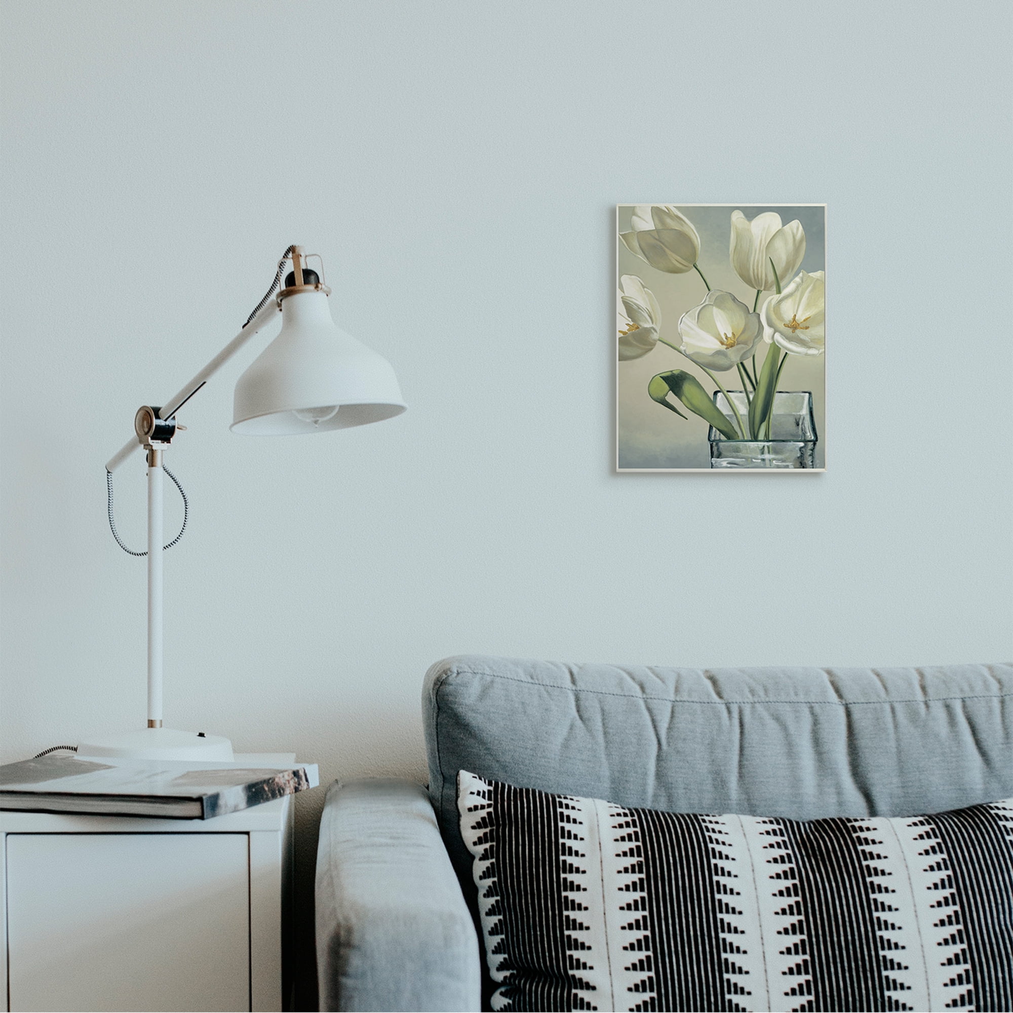 Stupell Industries Soft Tulip Blossoms Glass Jar White Petals Wall Plaque by Eva Barberini