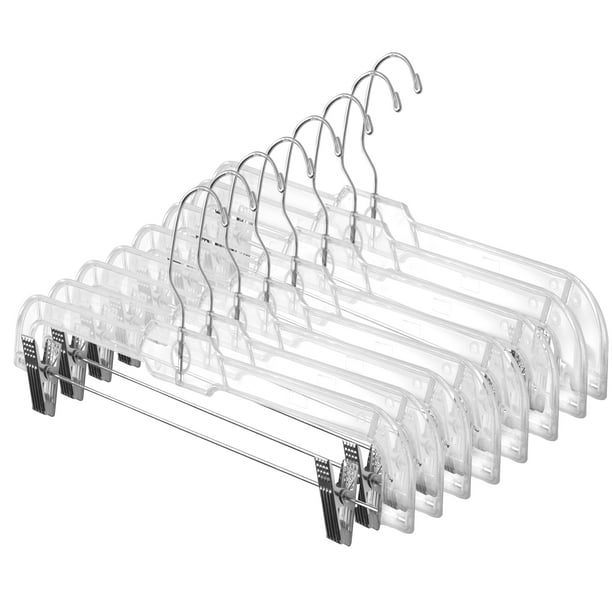 Hanger Central Durable Clear Plastic Pants Clothing Hangers with Clips