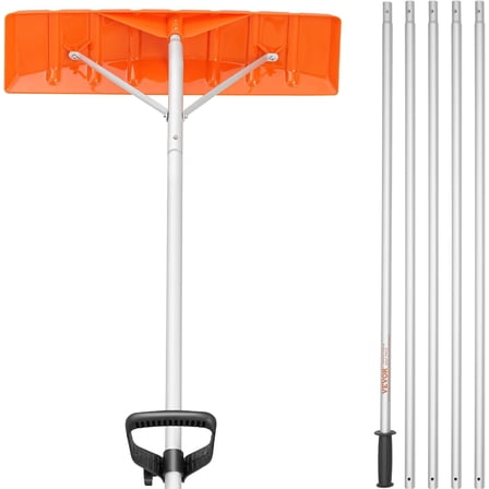 21ft Aluminium Handle Snow Roof Rake - 25" Plastic Blade, Anti-Slip, for Roof Snow & Wet Leaves