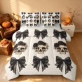 thumbnail image 2 of Homewish Halloween Gothic Skull Twin Bedding, Rose Bow Bedding Comforter Set, Beige Black, Gray Reversible 7pcs, 2 of 7