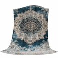 thumbnail image 6 of Boho Flower Blue Grey Blanket Soft Cozy Warm Throw Blanket for Couch, Plush Fuzzy Flannel Fleece Blankets for Sofa, Vintage National Floral Textured Bed Blankets Lightweight Gifts for Women, 30"x40", 6 of 9