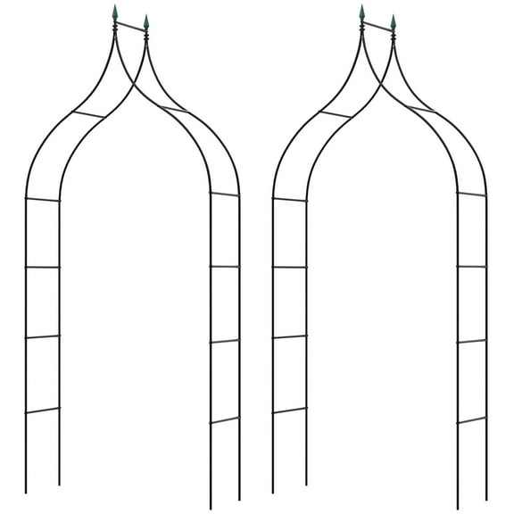 Topbuy Garden Arbor Gothic Style Decorative Metal Garden Arch Outdoor Patio Pergola for Vine Rose Climbing 2pcs