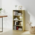 thumbnail image 6 of Four-Tier Living Room Bookshelf, Small Bookcase with 3 Shelves for Small Spaces, Standing Display Bookshelf with Storage, Book Shelves for Bedroom, Office, Milky White, 6 of 7