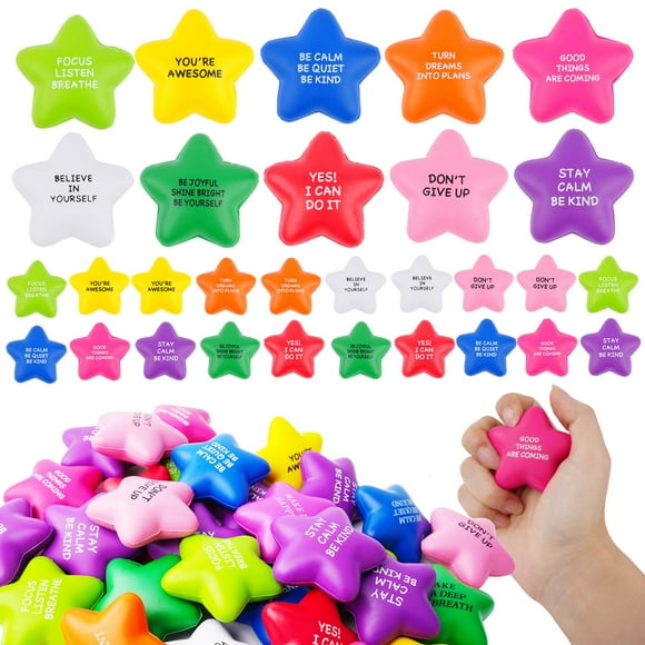 Espuma Stress Balls SHQDD Star con frases motivacionales, 100 unidades