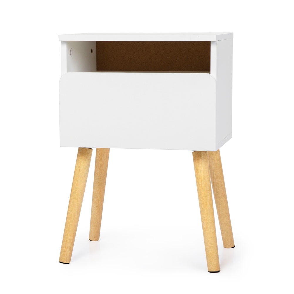 Kepooman Nightstand, Modern End Table Side Table with Drawer and Storage Shelf Wood Night Stand Bedside Table for Bedroom, Living Room, Sofa Couch, Hall, White Kepooman Nightstand, Modern End Table Side Table with Drawer and Storage Shelf Wood Night Stand Bedside Table for Bedroom, Living Room, Sofa Couch, Hall, White