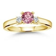 thumbnail image 4 of Gem Stone King 18K Yellow Gold Plated Silver Pink and White Lab Grown Diamond 3-Stone Engagement Ring for Women (0.63 Cttw, Gemstone April Birthstone, Size 8), 4 of 4