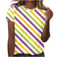 thumbnail image 2 of Outfmvch T-Shirts Mardi Gras pour Femmes, T-Shirts Graphiques, T-Shirts de Carnaval, Vêtements Mardi Gras, T-Shirt Imprimé à Manches Courtes Col Rond Mode Décontracté Vert Menthe 1 m, 2 of 4