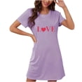 thumbnail image 1 of Amzcrzy Pyjamas pour Femmes Cadeaux de la Saint-Valentin pour Femmes Robe de Nuit Décontractée à Manches Courtes et Col Rond Mode avec Cœur Graphique, 1 of 2