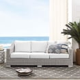 thumbnail image 2 of Lounge Sofa, Sunbrella, Rattan, Wicker, Light Grey Gray White, Modern Contemporary Urban Design, Outdoor Patio Balcony Cafe Bistro Garden Furniture Hotel Hospitality, 2 of 9