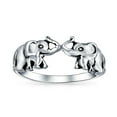 thumbnail image 2 of Bling Jewelry Womens Good Luck Trunk Up Zoo Animal Two Elephant Ring .925 Sterling Silver, 2 of 4