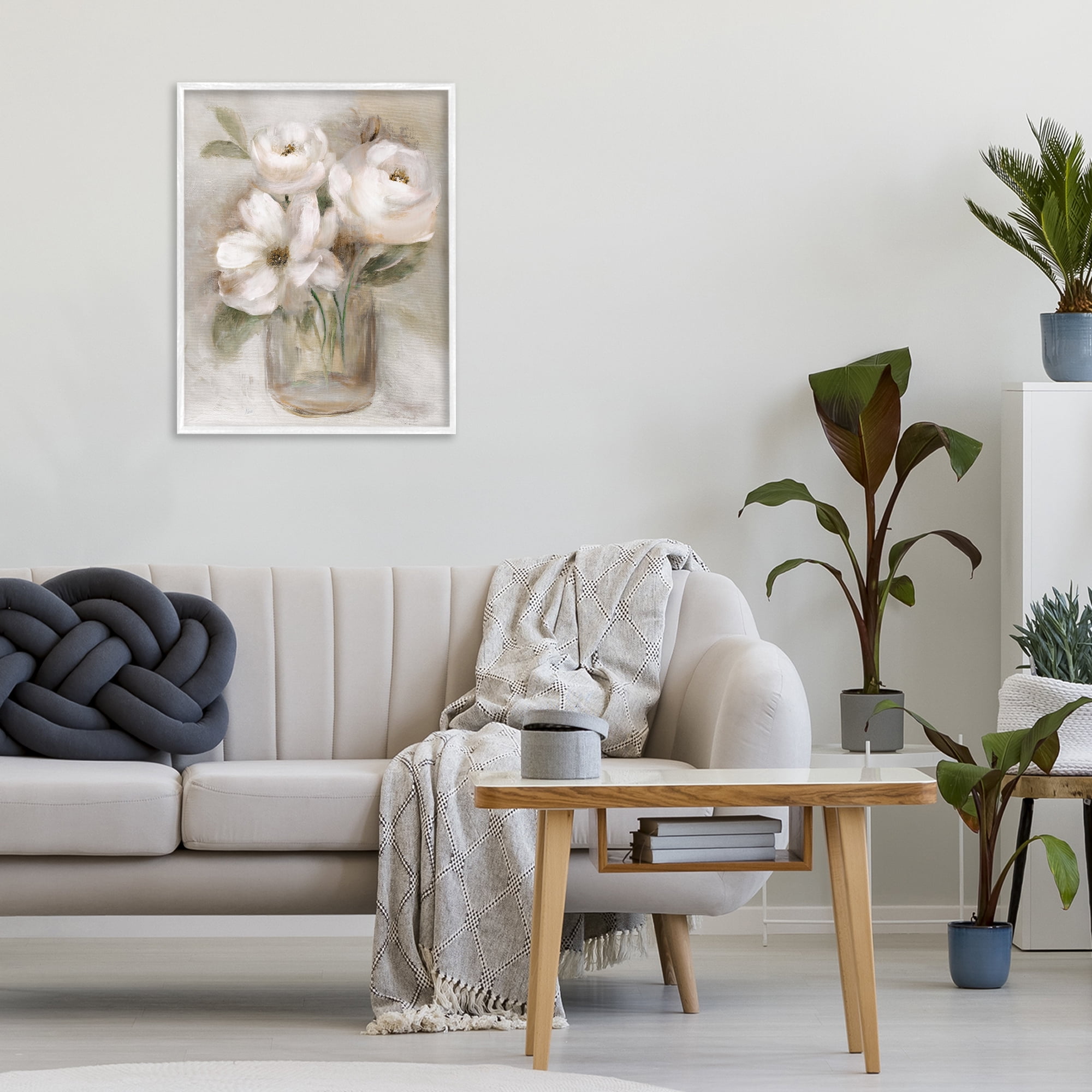 Stupell Industries Soft Brushstroke Roses White Framed Giclee Art, design by Nan