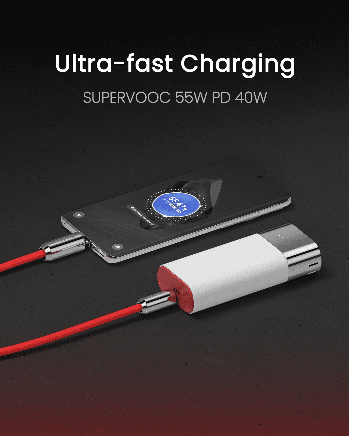 SHARGE Pouch Power Bank 10000mAh 3 in 1 Portable Charger, SUPERVOOC 55W& PD 40W USB C Fast Charging, Co-created with OnePlus Power of Community, Battery Pack for OnePlus 12 Open iPhone 16 15