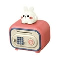 thumbnail image 3 of Alcancía con modo doble, contraseña, caja de seguridad para dinero con cambio de idioma, cajero automático, caja de ahorros para niños, niñas y niños conejo rosa, 3 of 8
