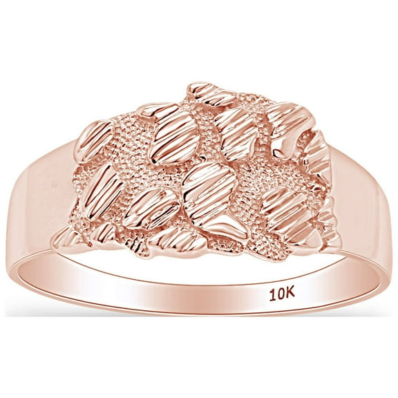 AFFY Nugget Style Men's Promise Ring In 10K Solid Rose Gold 9.50 MM Wide Ring Size-11