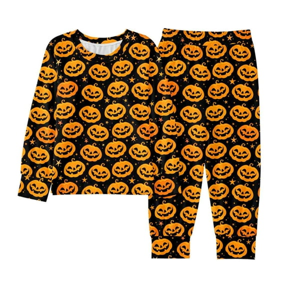 Gelikeya Boys Girls Halloween Pajamas Short Sleeved T Shirt and Shorts 2pcs Outfits Nightwear Child Hand Painted Pjs Kids Clothing