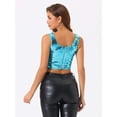 thumbnail image 4 of DARING DIVA Women's Metallic Sequin Scoop Neck Cropped Tank Top XS Light Blue, 4 of 6