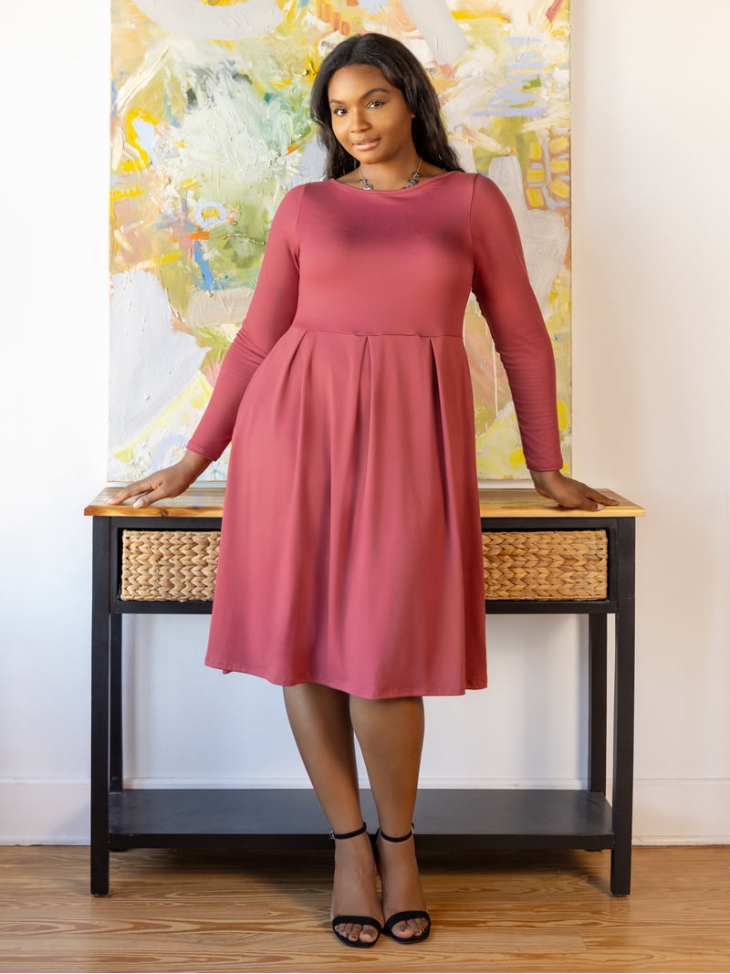 knee length dresses for ladies Apricot Ice Plus Size Mikado Lapel Belted Midi Dress main image 0