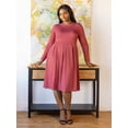 thumbnail image 4 of Plus Size Long Sleeve Pleated Fit N Flare Midi Dress, 4 of 10