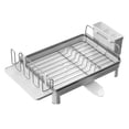 thumbnail image 1 of Hyasfey 1 Set Kitchen Dish Drainage Rack Stainless Metal Adjustable Drain Hole And Tube Bowl Plate Tableware Sink Kitchen Utensil Drying Organizer with Cutlery Holder, 1 of 8