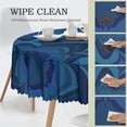 thumbnail image 3 of ZNDUO Blue Floral Stylized Geometry Pattern Round Tablecloth, Anti-fouling and Anti-wrinkle Washable Polyester Table Cloth, 60 inch, 3 of 8