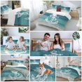 thumbnail image 5 of 3 Piece Nautical Anchor Teal Green Duvet Cover Set Full Size,Microfiber Comforter/Quilt Cover with Corner Ties and 2 Pillowcases,Coastal Ocean Ombre Striped All Season Bedding with Zipper Closure, 5 of 8