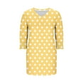 thumbnail image 5 of Women's Polka Dot Print T-Shirt Dress Casual 3/4 Sleeve V-Neck Loose-Fit Dress With Pockets, 5 of 6