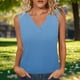 thumbnail image 2 of Mujeres sin mangas Tops de verano gradiente color fuera de posición impresión V-cuello blusa casual Mujeres V-cuello de verano Tops, 2 of 6