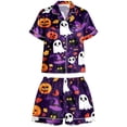 thumbnail image 1 of Halloween Pajamas Halloween Pumpkin Print Plus Size Button Nightwear Pajamas for Women Set, 1 of 1