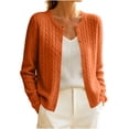 thumbnail image 2 of Aaihamo Women Fall Winter Long Sleeve Knitted Cardigan Open Front Button Down Casual Solid Blouse Sweater, Orange 2XL, 2 of 5