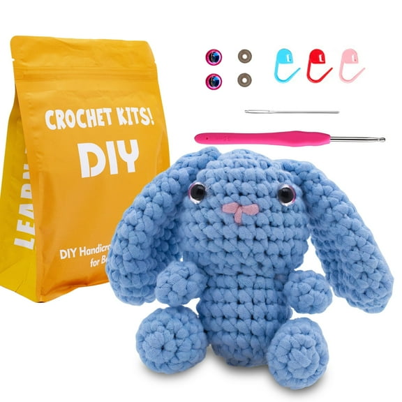 Tikeitoo Crochet Kit for Beginners – Gift Set to Make Bunny Amigurumi Plushie – Easy DIY Crochet & Knitting Starter Kit with Video and Tutorials Easter Decorations