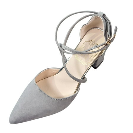 

Follure Girl women s casual shoes Women s Fashion Casual Pointed Toe Square Heel Wedding Shoes High Heel Sandals Grey 39