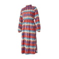 thumbnail image 6 of Women's Casual Dress Colorful Geometric Print Long Sleeve Half Turtleneck Loose Long Dress, 6 of 9
