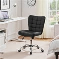 thumbnail image 2 of Yaheetech Modern Faux leather Tufted Armless Office Chair,Black, 2 of 10