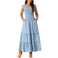 thumbnail image 1 of INSPIRE CHIC Robe d'Été Sans Manches pour Femme Col Rond Robe Maxi Décontractée avec Poches m Bleu, 1 of 4