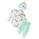 thumbnail image 1 of Gibobby Conjunto de ropa para bebé y niño Ropa para bebé recién nacido, infantil, floral + pantalones + sombrero, ropa para niña pequeña(Verde,0-3 Meses), 1 of 3