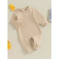 thumbnail image 3 of Wassery Baby Boys Girls Fall One Piece Jumpsuits Newborn Boys Girls Long Sleeve Romper Pants Infant Boys Girls Spring Onesie Bodysuit Clothes 0-18M, 3 of 9
