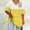 Yellow, variant on QUNYINEY Casual Tshirts Shirts for Women Short Sleeve Striped V Neck Tops Summer Loose Plus Size Pullover Women's Tops