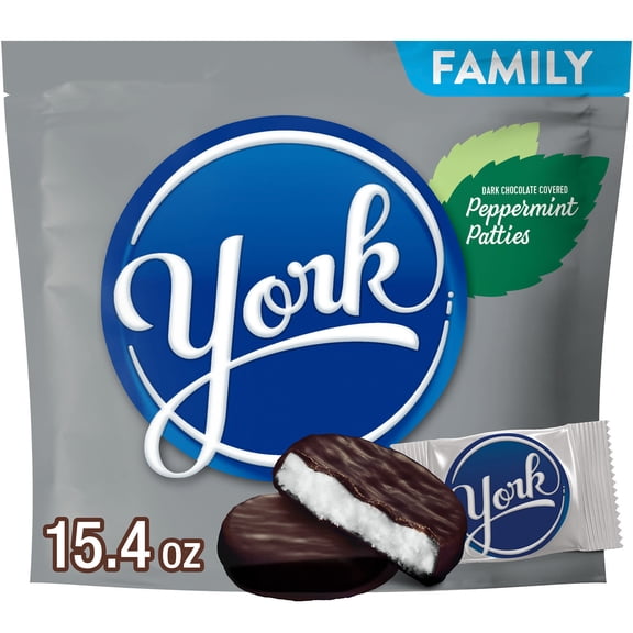 YORK Dark Chocolate Peppermint Patties, Candy Family Pack, 15.4 oz