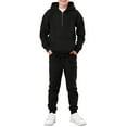 thumbnail image 3 of Abcomgle Boys 2 Piece Outfits 4-16 Fleece Half Zip Long Sleeve Girls Zip Up Hoodie and Athletic Sports Pants for Girls Hooded Girls' Clothing Sets,13-14 Years,Black, 3 of 9
