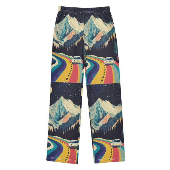 FORMRS Boys Pajama Pants with Pockets Size 6-8Y Kids Lounge Sleep Bottoms, Evening Mountain Road