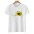 thumbnail image 5 of USSUMA Sunflower Print T-Shirts for Women Trendy Funny Teens Cute Graphic Women's Shirts and Blouses Short Sleeve Women Tops Dressy Casual Summer Round Neck Plus Tunics Beach, 5 of 7