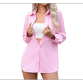 thumbnail image 1 of Womens Stretch Button Down Long Sleeve Shirt Soft Basic Wrinkle Free Work Business Formal Casual Blouse Pink XXL, 1 of 10