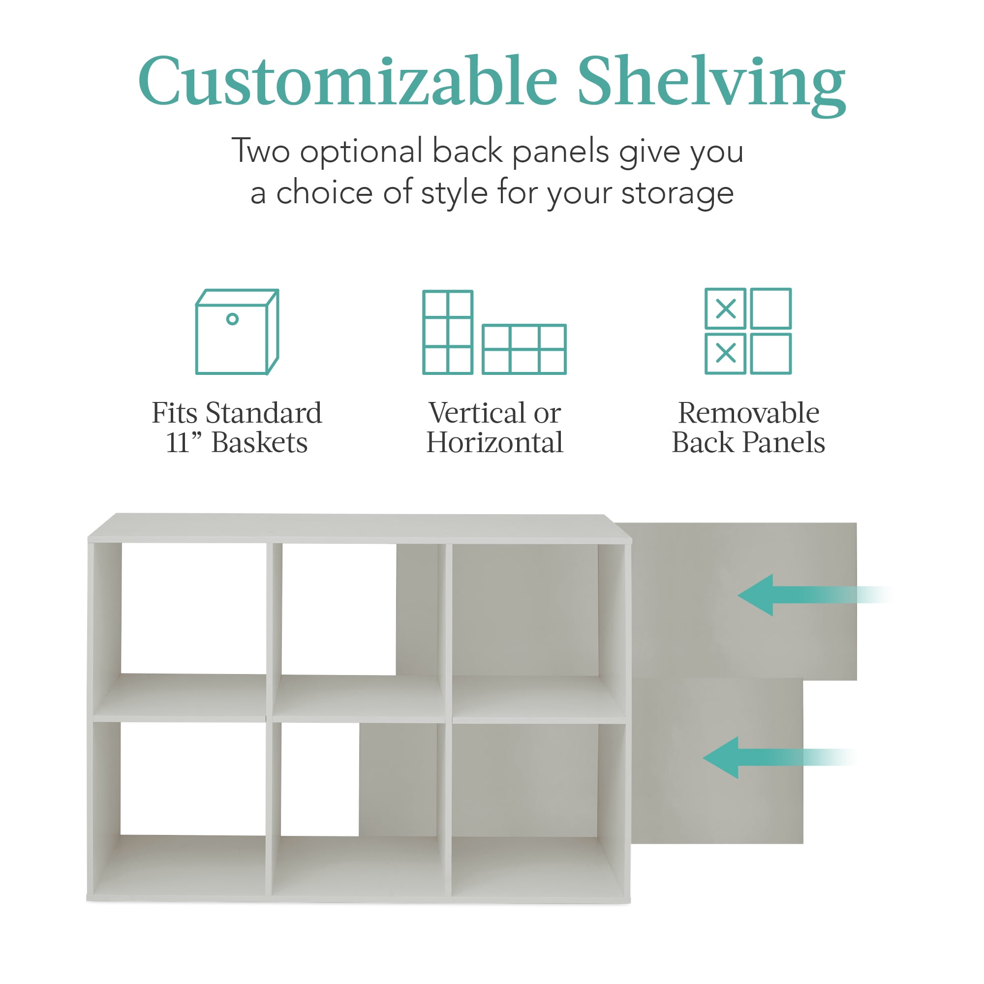 Best Choice Products 6-Cube Bookshelf, 11in Display Storage System, Organizer w/ Removable Back Panels - Gray