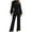 Black, variant on WREESH Womens Business Casual Jumpsuit Fall Fashion Solid Casual Plus Size Long Jumpsuit Black