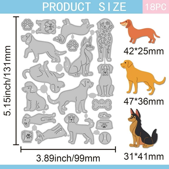 Dogs Cutting Dies for DIY Scrapbooking Metal Baseball Playing Dog Cut Dies Paw Prints Die Cuts for Card Making Embossing Photo Album Craft Decor