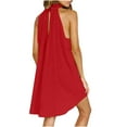 thumbnail image 4 of gakvbuo Sexy Women's Fashion Sleeveless Solid Round Neck Loose Ladies Irregular Dress, 4 of 7