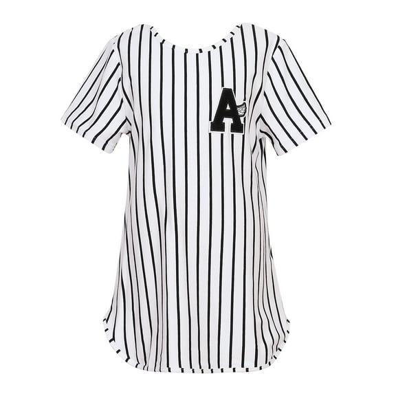 Richie House Girls' Striped Knit T-shirt with Round Bottom RH2420