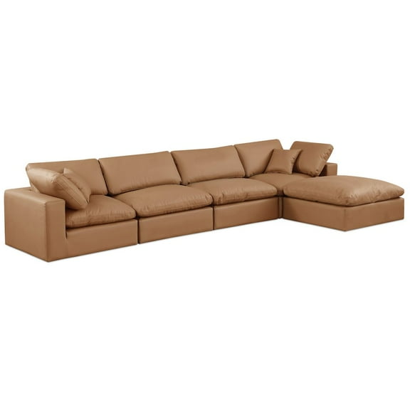 Meridian Furniture Comfy Cognac Faux Leather Modular Sectional